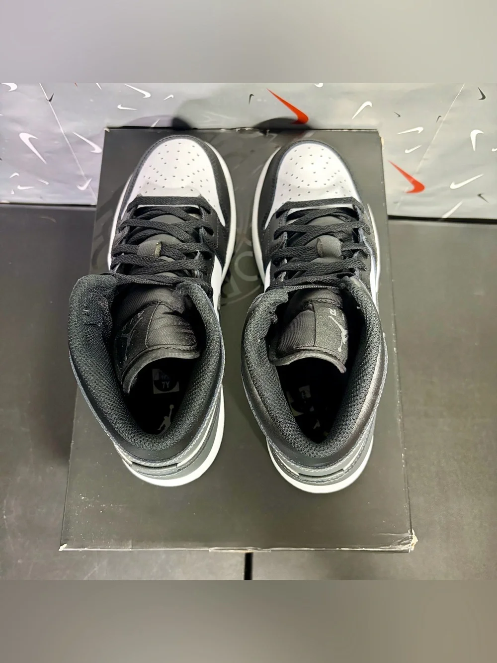 Nike Air Jordan 1 Mid Black White Iron Grey (GS) Size 7Y DQ8423-001 New